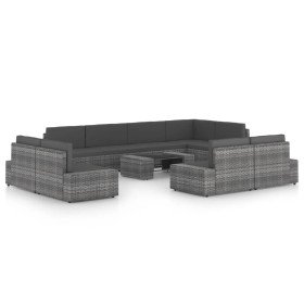 Juego muebles de jardín 10 pzas y cojines ratán sintético gris en Conjuntos de jardín | Comprar online en Foru.es