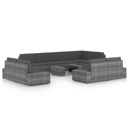 Juego muebles de jardín 10 pzas y cojines ratán sintético gris en Conjuntos de jardín | Comprar online en Foru.es