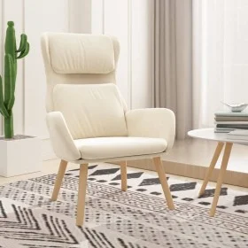 Sillón de relax de terciopelo blanco crema de vidaXL, Sillones - Ref: Foro24-341360, Precio: 122,92 €, Descuento: %