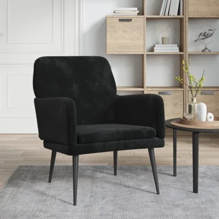 Sillón de terciopelo negro 62x79x79 cm de vidaXL, Sillones - Ref: Foro24-351409, Precio: 91,26 €, Descuento: %