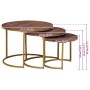 Mesas de Café Nido 3 pcs Madera maciza de mango y acero en Mesas de centro | Comprar online en Foru.es