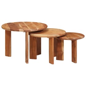 Mesas de Café Nido 3 pcs Marrón Madera de Acacia Sólida en Mesas de centro | Comprar online en Foru.es