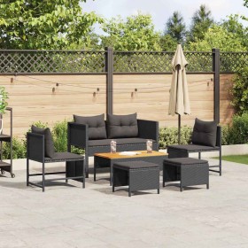 Conjunto de sofás de jardín 6 pcs Negro ratán sintético en Conjuntos de jardín | Comprar online en Foru.es