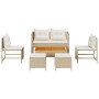 Conjunto de sofás de jardín 6 pcs Beige y Crema ratán sintético en Conjuntos de jardín | Comprar online en Foru.es
