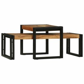 Mesa de Café 2 pcs Marrón Madera de Acacia Sólida en Mesas de centro | Comprar online en Foru.es