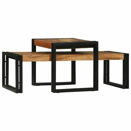 Mesa de Café 2 pcs Marrón Madera de Acacia Sólida en Mesas de centro | Comprar online en Foru.es