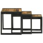 Mesa Nido 3 pcs Marrón y Negro Madera de Mango Sólida y Metal en Mesas auxiliares | Comprar online en Foru.es