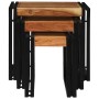 Mesa Nido 3 pcs Marrón y Negro Madera maciza de Acacia y Metal en Mesas auxiliares | Comprar online en Foru.es