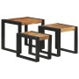 Mesa Nido 3 pcs Marrón y Negro Madera maciza de Acacia y Metal en Mesas auxiliares | Comprar online en Foru.es