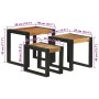Mesa Nido 3 pcs Marrón y Negro Madera maciza de Acacia y Metal en Mesas auxiliares | Comprar online en Foru.es