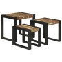 Mesa Nido 3 pcs Marrón y Negro Madera maciza reciclada y metal en Mesas auxiliares | Comprar online en Foru.es