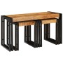 Mesa Nido 3 pcs Marrón y Negro Madera de Mango Sólida y Metal en Mesas auxiliares | Comprar online en Foru.es