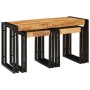 Mesa Nido 3 pcs Marrón y Negro Madera de Mango Sólida y Metal en Mesas auxiliares | Comprar online en Foru.es