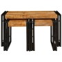 Mesa Nido 3 pcs Marrón y Negro Madera de Mango Sólida y Metal en Mesas auxiliares | Comprar online en Foru.es