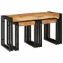 Mesa Nido 3 pcs Marrón y Negro Madera de Mango Sólida y Metal en Mesas auxiliares | Comprar online en Foru.es