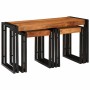 Mesa Nido 3 pcs Marrón y Negro Madera maciza de Acacia y Metal en Mesas auxiliares | Comprar online en Foru.es