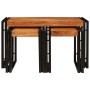 Mesa Nido 3 pcs Marrón y Negro Madera maciza de Acacia y Metal en Mesas auxiliares | Comprar online en Foru.es