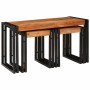 Mesa Nido 3 pcs Marrón y Negro Madera maciza de Acacia y Metal en Mesas auxiliares | Comprar online en Foru.es