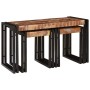 Mesa Nido 3 pcs Marrón y Negro Madera maciza reciclada y metal en Mesas auxiliares | Comprar online en Foru.es
