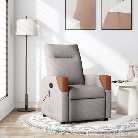 Sillón de masaje reclinable de tela gris taupé en Sillones | Comprar online en Foru.es