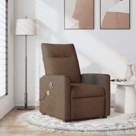Sillón reclinable con masaje de tela marrón en Sillones | Comprar online en Foru.es
