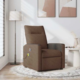 Sillón reclinable con masaje de tela marrón en Sillones | Comprar online en Foru.es