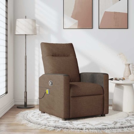 Sillón reclinable con masaje de tela marrón en Sillones | Comprar online en Foru.es