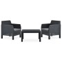 Set de muebles jardín 3 piezas cojines PP ratán gris antracita en Conjuntos de jardín | Comprar online en Foru.es