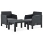 Set de muebles jardín 3 piezas cojines PP ratán gris antracita en Conjuntos de jardín | Comprar online en Foru.es