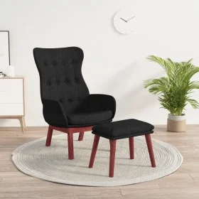 Sillón de relax con taburete tela negro de vidaXL, Sillones - Ref: Foro24-3097729, Precio: 145,43 €, Descuento: %