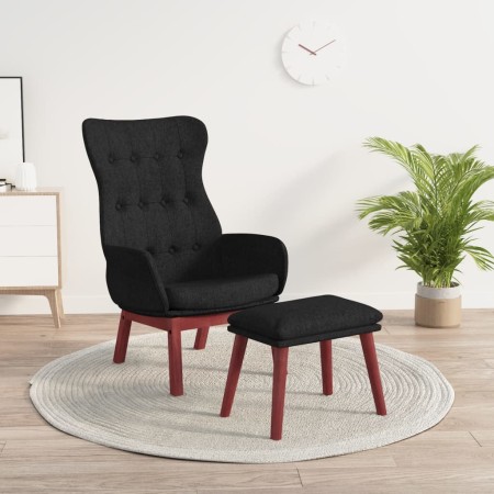 Sillón de relax con taburete tela negro de vidaXL, Sillones - Ref: Foro24-3097729, Precio: 147,66 €, Descuento: %