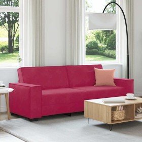 Sofá de 3 plazas de terciopelo rojo tinto 180 cm en Sofás | Comprar online en Foru.es