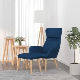 Sillón de relax con taburete terciopelo azul de vidaXL, Sillones - Ref: Foro24-3097830, Precio: 143,34 €, Descuento: %