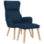 Sillón de relax con taburete terciopelo azul de vidaXL, Sillones - Ref: Foro24-3097830, Precio: 143,34 €, Descuento: %