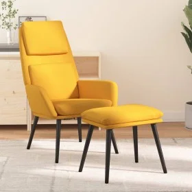 Sillón de relax con reposapiés tela amarillo mostaza de vidaXL, Sillones - Ref: Foro24-3097775, Precio: 124,97 €, Descuento: %