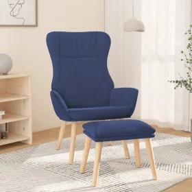 Sillón de relax con taburete tela azul de vidaXL, Sillones - Ref: Foro24-3097886, Precio: 130,96 €, Descuento: %