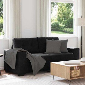Sofá Loveseat Terciopelo Negro 140 cm en Sofás | Comprar online en Foru.es