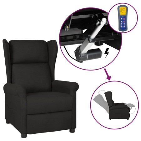 Sillón orejero reclinable eléctrico tela negro de vidaXL, Sillones - Ref: Foro24-3098321, Precio: 279,00 €, Descuento: %