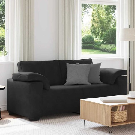 Sofá Loveseat Terciopelo Negro 140 cm en Sofás | Comprar online en Foru.es
