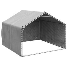 Caseta para perros de exterior con cubierta 2x2x1,5 m de acero galvanizado en Casetas para perros | Comprar online en Foru.es