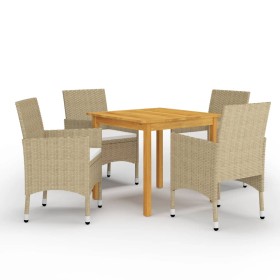 Juego de comedor de jardín de 5 piezas beige en Conjuntos de jardín | Comprar online en Foru.es