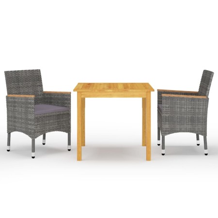 Juego de comedor de jardín de 3 piezas gris en Conjuntos de jardín | Comprar online en Foru.es