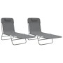 Tumbonas plegables 2 uds acero y textilene gris de vidaXL, Tumbonas - Ref: Foro24-360183, Precio: 89,58 €, Descuento: %