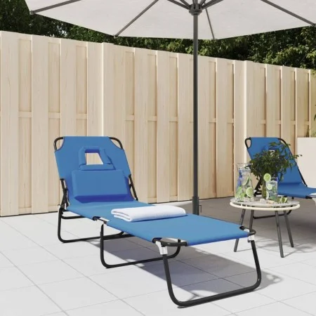 Tumbona plegable tela Oxford acero recubrimiento en polvo azul de vidaXL, Tumbonas - Ref: Foro24-360175, Precio: 53,83 €, Des...