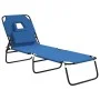 Tumbona plegable tela Oxford acero recubrimiento en polvo azul de vidaXL, Tumbonas - Ref: Foro24-360175, Precio: 53,83 €, Des...