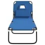 Tumbona plegable tela Oxford acero recubrimiento en polvo azul de vidaXL, Tumbonas - Ref: Foro24-360175, Precio: 53,83 €, Des...