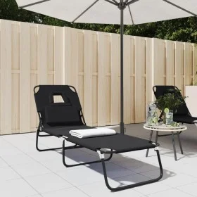 Tumbona plegable acero recubrimiento en polvo tela Oxford negro de vidaXL, Tumbonas - Ref: Foro24-360176, Precio: 73,21 €, De...