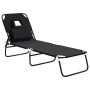 Tumbona plegable acero recubrimiento en polvo tela Oxford negro de vidaXL, Tumbonas - Ref: Foro24-360176, Precio: 73,27 €, De...
