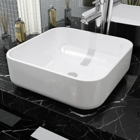 Square white ceramic washbasin 39x39x13.5 cm by vidaXL, Sinks - Ref: Foro24-142338, Price: 79,01 €, Discount: %