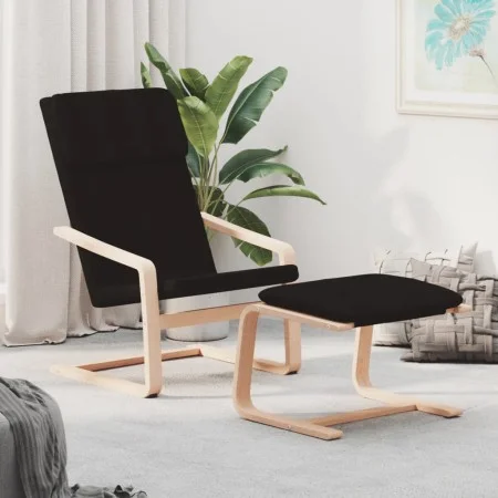 Sillón de relax con taburete tela negro de vidaXL, Sillones - Ref: Foro24-3154416, Precio: 148,50 €, Descuento: %
